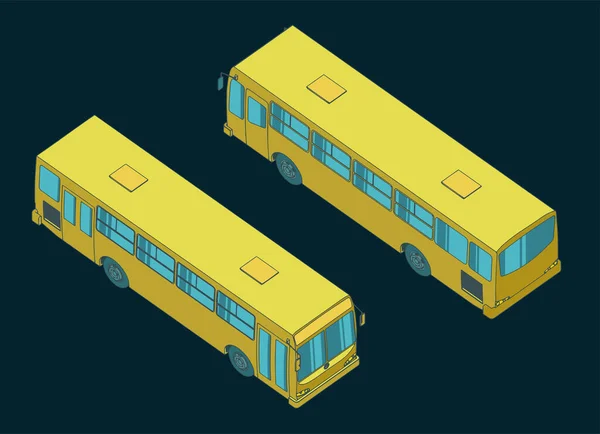 Gestileerde Isometrische Stadsbus Vector Illustratie — Stockvector