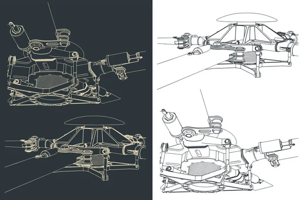 Stilisierte Vektorillustration Einer Zeichnung Des Hauptrotors Eines Großen Hubschraubers — Stockvektor