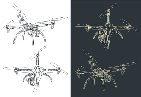 Illustrazioni Vettoriali Stilizzate Del Profilo Grande Drone — Vettoriale Stock