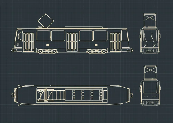 Stylizowany Wektor Ilustracja Miejskiego Tramwaju Rysunki — Wektor stockowy