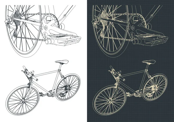 Illustration Vectorielle Stylisée Des Contours Dessins Vélo Route Gros Plan — Image vectorielle