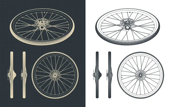 Stylizowany Wektor Ilustracja Rysunków Kół Rowerów Drogowych — Wektor stockowy