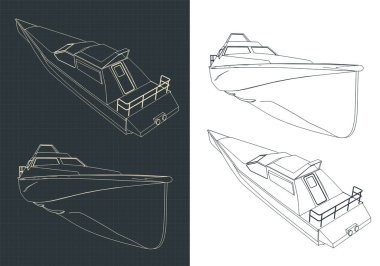 Biçimlendirilmiş vektör illüstrasyonu yüksek hız botu çizimleri