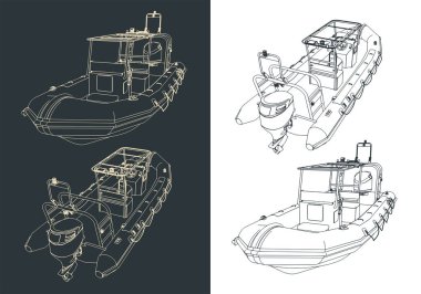 Sert şişirilebilir bot çizimlerinin biçimlendirilmiş vektör çizimi