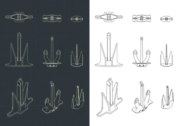 Ilustración Vectorial Estilizada Diferentes Dibujos Anclaje — Vector de stock