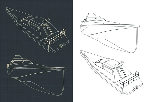 Illustration Vectorielle Stylisée Dessins Bateau Grande Vitesse — Image vectorielle