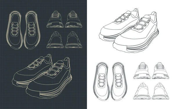 Ilustração Vetorial Estilizada Desenhos Sneakers Mini Set — Vetor de Stock