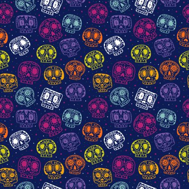 Vektör karikatür ölülerin düz günü seamless modeli