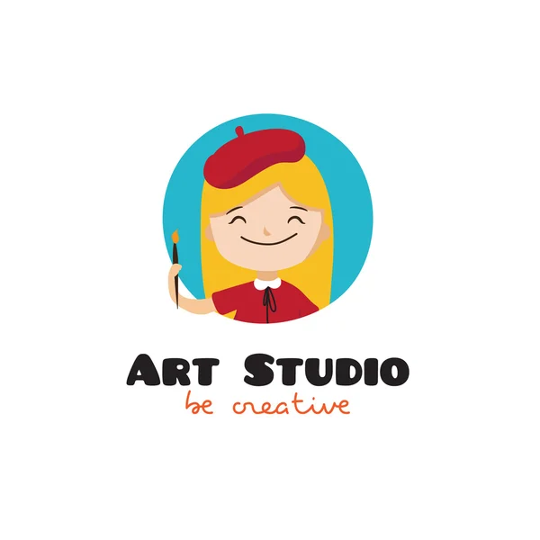 Logo du studio d'art pour enfants vectoriel dessin animé — Image vectorielle