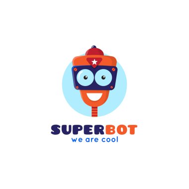 Vektör çizgi film robot baş logo.