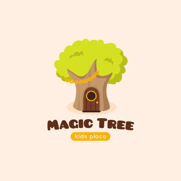 Vector dibujos animados árbol mágico logo . — Vector de stock