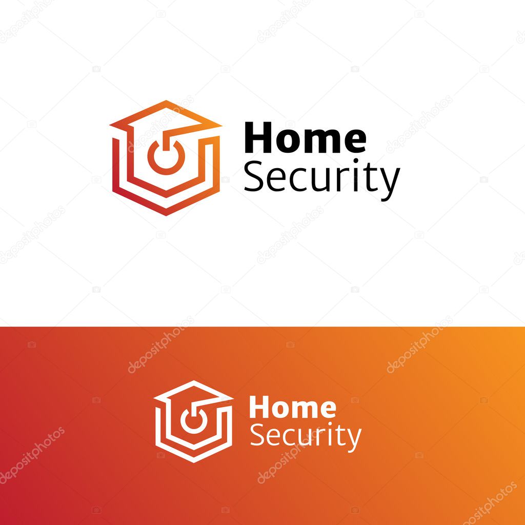 Vector home security service minimalistic logo. Smart House logotype. Creative abstract house symbol