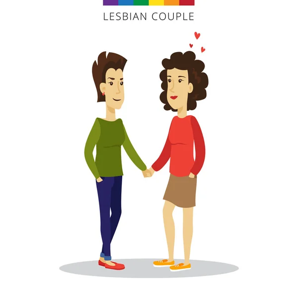 Vettoriale coppia lesbica amore concetto. Famiglia di due donne. Illustrazione romantica . — Vettoriale Stock