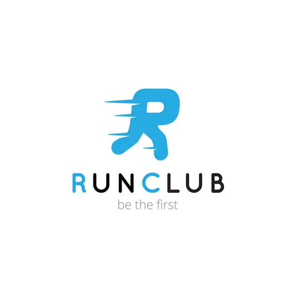 R letter creative running club logo. Vector abstract sport logotype — Stock Vector