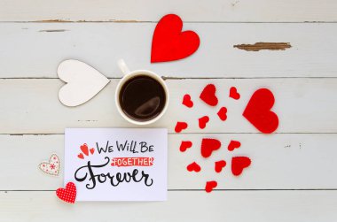 Sevgililer günü aşk itirafı notla vintage genel gider kompozisyonu