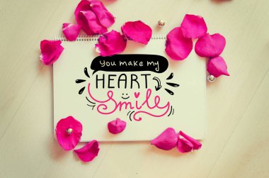 Sevgililer günü tebrik Not yazı ile vintage bileşimi