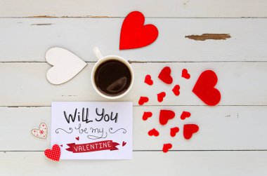 Sevgililer günü aşk itirafı notla vintage genel gider kompozisyonu