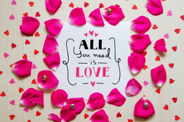 Sevgililer günü tebrik Not yazı ile vintage bileşimi