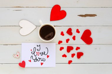 Sevgililer günü aşk itirafı notla vintage genel gider kompozisyonu