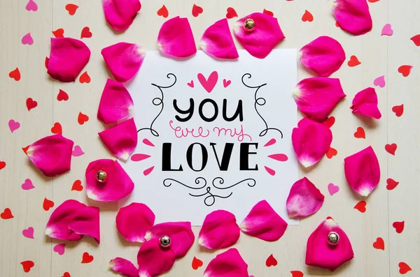 San Valentín composición vintage de la nota de saludo con letras — Foto de Stock