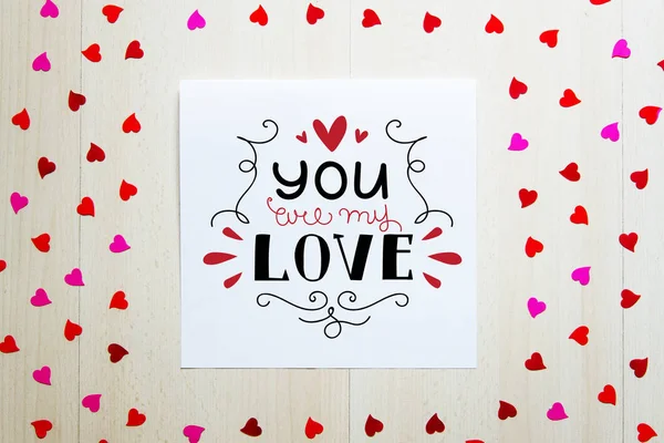 San Valentín composición vintage de la nota de saludo con letras —  Fotos de Stock