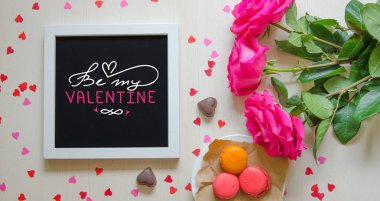 St Sevgililer günü vintage kompozisyon aşk teklifi beyaz fotoğraf çerçevesi