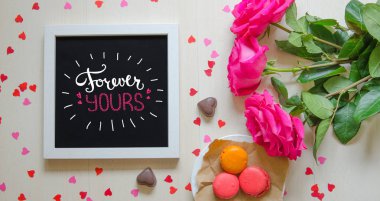 St Sevgililer günü vintage kompozisyon aşk teklifi beyaz fotoğraf çerçevesi