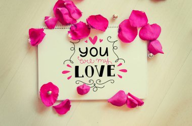 Sevgililer günü vintage kompozisyon Not tebrik