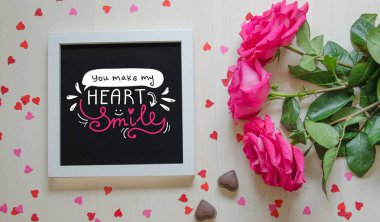 St Sevgililer günü vintage kompozisyon aşk teklifi beyaz fotoğraf çerçevesi