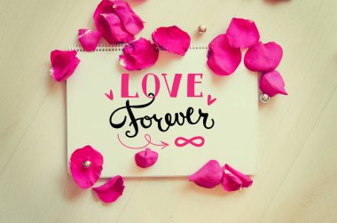 Sevgililer günü vintage kompozisyon Not tebrik