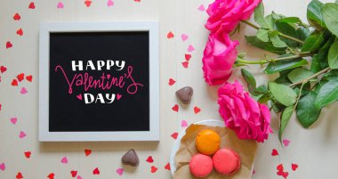 St Sevgililer günü vintage kompozisyon aşk teklifi beyaz fotoğraf çerçevesi