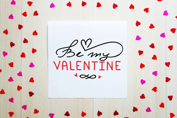 St Valentine's Day vintage composition of greeting note with lettering — Stock Photo, Image