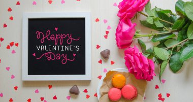 St Sevgililer günü vintage kompozisyon aşk teklifi beyaz fotoğraf çerçevesi