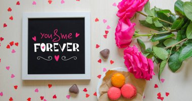 St Sevgililer günü vintage kompozisyon aşk teklifi beyaz fotoğraf çerçevesi