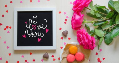 St Sevgililer günü vintage kompozisyon aşk teklifi beyaz fotoğraf çerçevesi