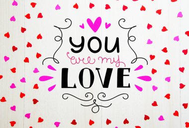 St Sevgililer günü vintage bileşimi elle çizilmiş yazı ve kağıt Kalpler