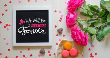 St Sevgililer günü vintage kompozisyon aşk teklifi beyaz fotoğraf çerçevesi