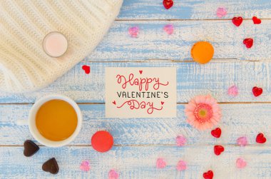 Vintage Sevgililer günü aşk el yazısı not düz lay şablon