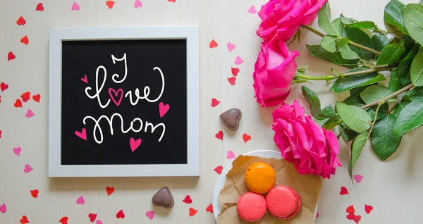 Anneler Günü tebrik teklif ile beyaz fotoğraf çerçevesi vintage bileşimi