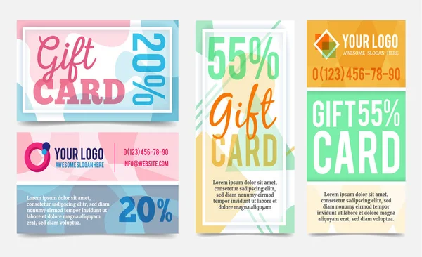 Abstract geometric gift cards design templates set. — Stock Vector