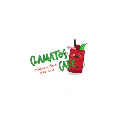 Komik clamatos logosunu görmeniz gerekir. Meksika domates çorbası maskot