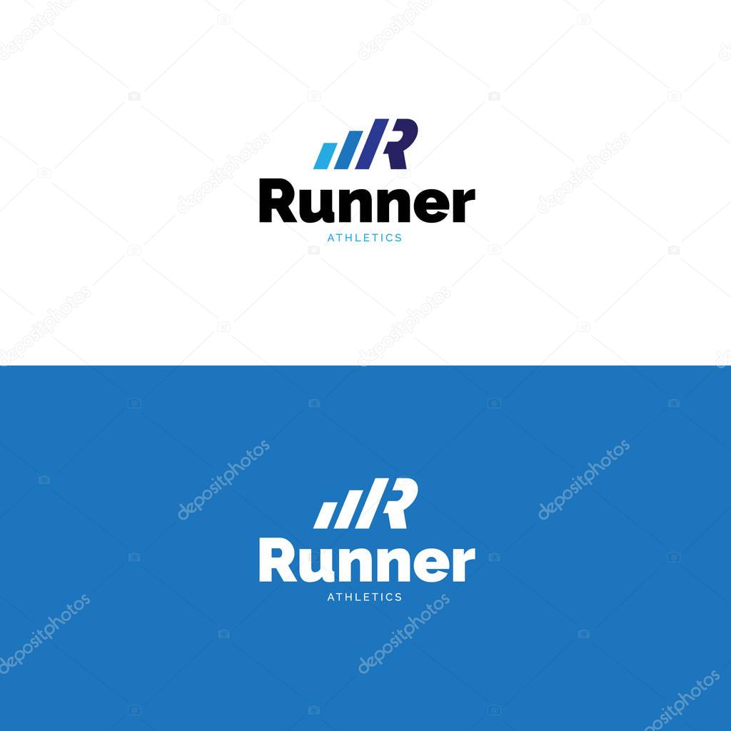 Minimalistic R letter sports logo. Vector dynamic sport apparel symbol