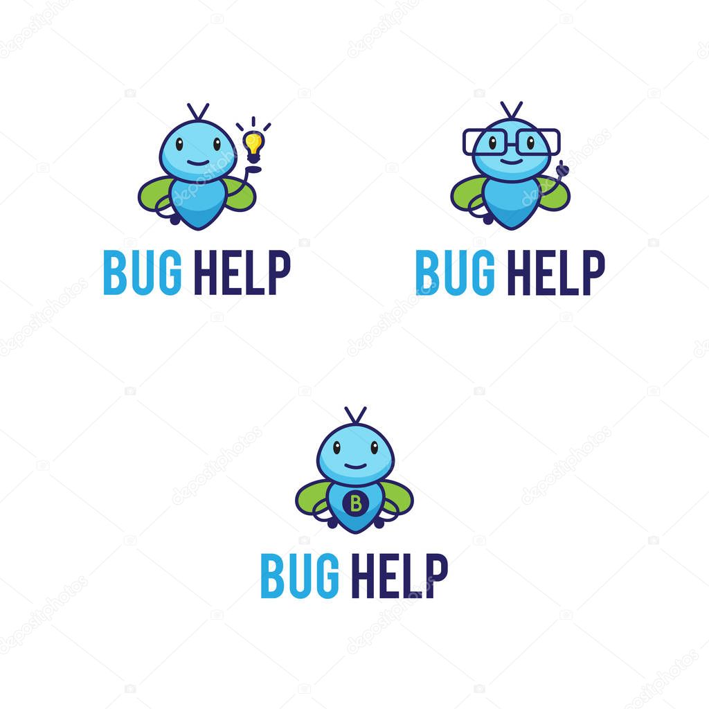 Mascot logos set with funny abstract  bugs