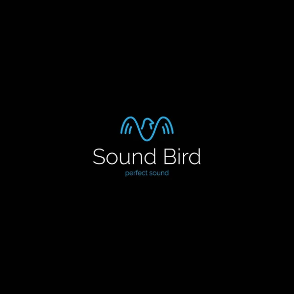 Logo créatif minimaliste oiseau vague sonore — Image vectorielle