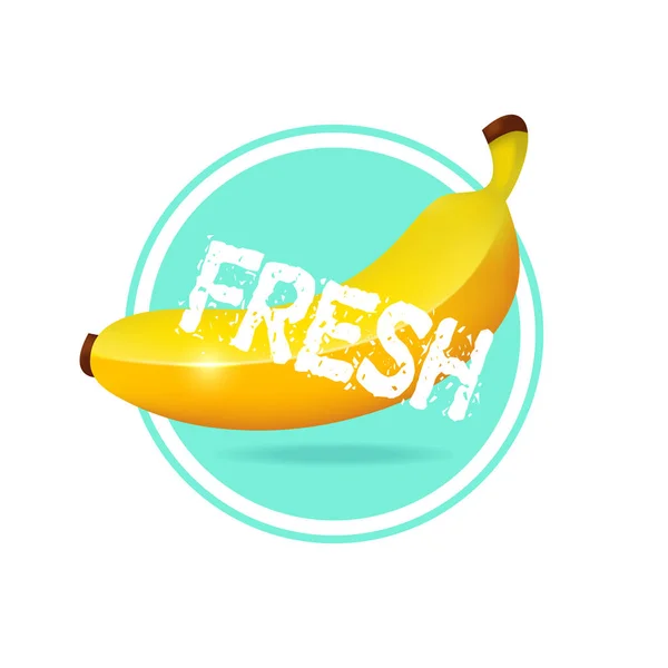 Banán ital minimalista címke design. Friss trópusi gyümölcslé matrica illusztráció — Stock Vector