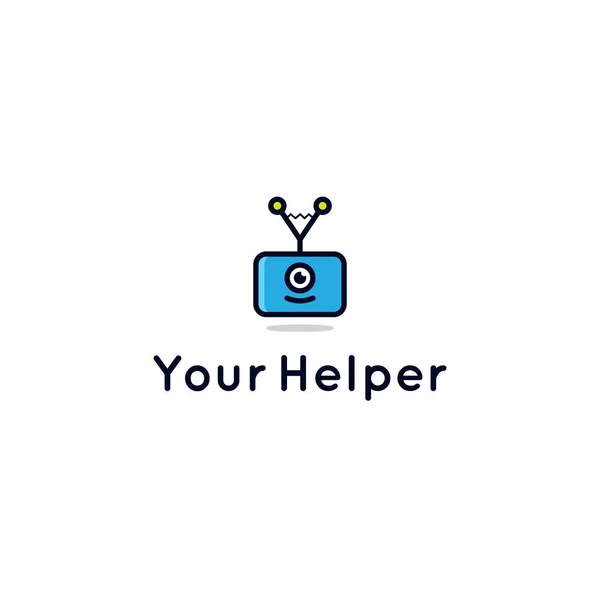 Robot assistant logo for consulting or help center. Vector mascot logo — Stock Vector