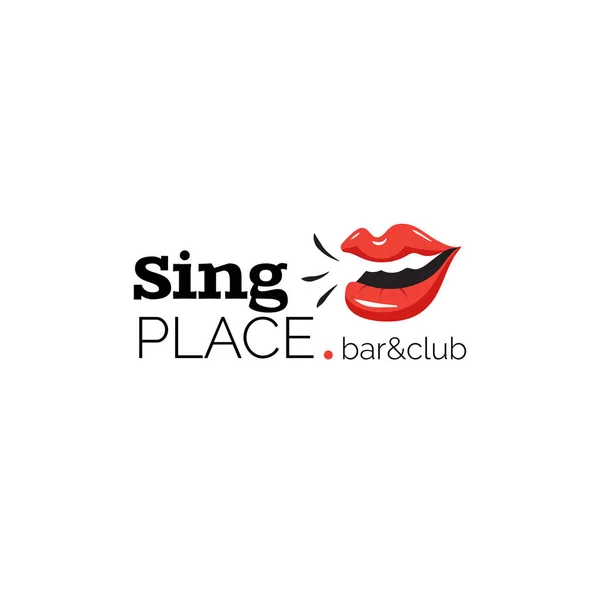 Logó és az ajkak bar és a karaoke klub. — Stock Vector