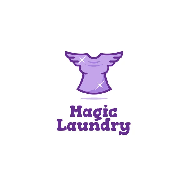 Creative laundry logo. Футболка с символом химчистки крыльев — стоковый вектор