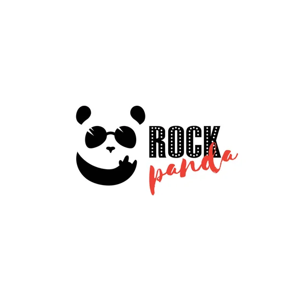 Logo de Rock Panda. Graciosa mascota panda de música. Símbolo barra — Archivo Imágenes Vectoriales