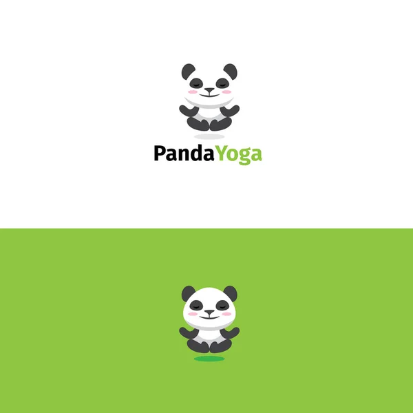 Logo Panda yoga. Meditando panda orso mascotte — Vettoriale Stock